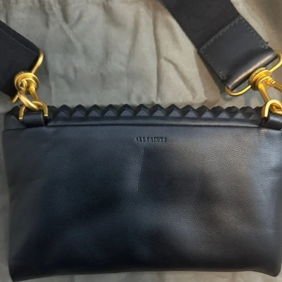 All Saints Ezra Stud Black Leather Crossbody bag - Picture 5 of 10